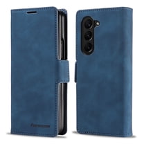Feishell Wallet Case for Samsung Galaxy Z Fold5,Shockproof Anti-Scratch Premium PU Leather Magnetic Clasp Flip Kickstand ID Credit Card Slots Slim Phone Case for Women Men,Blue