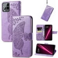 thumbnail image 1 of Feishell Wallet Case for T-Mobile REVVL 6 Pro,Butterfly & Flower Embossed PU Leather TPU Inner Shell Magnetic Flip Stand Card Slots Shockproof Protective Phone Cover,Lightpurple, 1 of 7