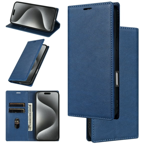 Feishell Wallet Case for iPhone 12 Mini, Premium PU Leather Magnetic Flip Kickstand Book Folio Full Body Case with RFID Blocking Credit Card Slots Shockproof Protective Phone Case,Blue