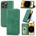 thumbnail image 1 of Feishell Wallet Case For iPhone 12 Pro/12, Magnetic Folio Card Slots Holder Kickstand Premium PU Leather TPU Shockproof Interior Protective Case [RFID Blocking] For iPhone 12/12 Pro, Green, 1 of 10