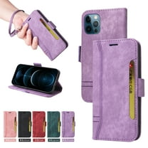 Feishell Wallet Case for iPhone 12, iPhone 12 Pro Case, Magnetic Protect PU Leather Flip Case Card Holders RFID Blocking Kickstand Protection with Strap Case for iPhone 12 / 12 Pro, Purple