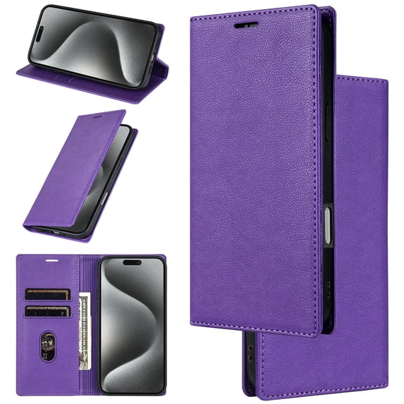 Feishell Wallet Case for iPhone 13 Mini, Premium PU Leather Magnetic Flip Kickstand Book Folio Full Body Case with RFID Blocking Credit Card Slots Shockproof Protective Phone Case,Purple