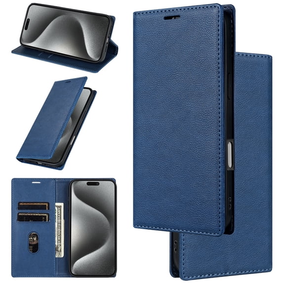 Feishell Wallet Case for iPhone 13 Mini, Premium PU Leather Magnetic Flip Kickstand Book Folio Full Body Case with RFID Blocking Credit Card Slots Shockproof Protective Phone Case,Blue