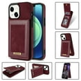 thumbnail image 1 of Feishell Wallet Case for iPhone 13, [RFID Blocking] Credit Card Holder Back Magnetic Buckle Luxury Premium PU Leather Purse Flip Kickstand Shockproof Cover For iPhone 13, Winered, 1 of 8