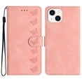 thumbnail image 1 of Feishell Wallet Case for iPhone 14, 7 Butterflies Pattern PU Leather Strap Flip Cover with Card Slots Holder Kickstand Magnetic Clasp, TPU Shockproof Case for iPhone 14, Pink, 1 of 10