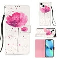 thumbnail image 1 of Feishell Wallet Case for iPhone 14 Plus 6.7 inch,Shockproof Colorful Painted Pattern PU Leather Magnetic Clasp Flip Kickstand ID Credit Card Slots Slim Fit Phone Case Cover,Pink Flower, 1 of 7