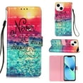 thumbnail image 1 of Feishell Wallet Case for iPhone 14 Plus 6.7 inch,Shockproof Colorful Painted Pattern PU Leather Magnetic Clasp Flip Kickstand ID Credit Card Slots Slim Fit Phone Case Cover,Never Stop Dreaming, 1 of 7
