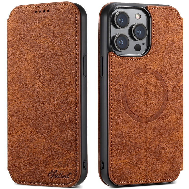 Feishell Wallet Case for iPhone 14 Pro,Compatible with MagSafe Wireless  Charging,Retro PU Leather Magnetic Closure Folio Flip Stand Credit Card  Slots Shockproof Slim Phone Case,Khaki - Walmart.com