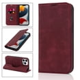 thumbnail image 1 of Feishell Wallet Case for iPhone 14 Pro Max,Built-in Magnet Compatible with Magsafe Charger,Premium PU Leather Magnetic Closure Flip Holder RFID Blocking Card Slots Anti-falling Phone Cover,Red, 1 of 12