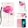 thumbnail image 1 of Feishell Wallet Case for iPhone 14 Pro Max,Shockproof Colorful Painted Pattern PU Leather Magnetic Clasp Flip Kickstand ID Credit Card Slots Slim Fit Phone Case Cover,Pink Flower, 1 of 7