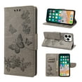 thumbnail image 1 of Feishell Wallet Case for iPhone 14 Pro,Retro PU Leather Butterfly Embossed Pattern Full Protection Anti-Scratch Shockproof Magnetic Clasp Flip Holder Card Slots & Cash Pocket Phone Cover,Gray, 1 of 6