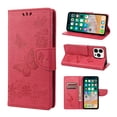 thumbnail image 1 of Feishell Wallet Case for iPhone 14 Pro,Retro PU Leather Butterfly Embossed Pattern Full Protection Anti-Scratch Shockproof Magnetic Clasp Flip Holder Card Slots & Cash Pocket Phone Cover,Rose, 1 of 6