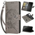thumbnail image 1 of Feishell Wallet Case for iPhone 15 Plus, Premium Embossed PU Leather Flip Cover with Card Holder Kickstand Wrist Strap, Full Body Shockproof Phone Protection Case for iPhone 15 Plus, S3grey, 1 of 11