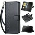 thumbnail image 1 of Feishell Wallet Case for iPhone 15 Plus, Premium Embossed PU Leather Flip Cover with Card Holder Kickstand Wrist Strap, Full Body Shockproof Phone Protection Case for iPhone 15 Plus, S1black, 1 of 11