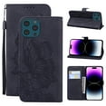 thumbnail image 1 of Feishell Wallet Case For iPhone 15 Pro, Magnetic Folio Card Slots Holder Kickstand Premium PU Leather Butterfly Patterned Embossed with Wrist Strap Cover For iPhone 15 Pro, Black, 1 of 13