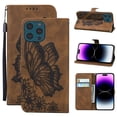 thumbnail image 1 of Feishell Wallet Case For iPhone 15 Pro Max, Magnetic Folio Card Slots Holder Kickstand Premium PU Leather Butterfly Patterned Embossed with Wrist Strap Cover For iPhone 15 Pro Max, Brown, 1 of 13