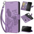 thumbnail image 1 of Feishell Wallet Case for iPhone 15 Pro Max, Premium Embossed PU Leather Flip Cover with Card Holder Kickstand Wrist Strap, Full Body Shockproof Phone Protection Case for iPhone 15 Pro Max, S5purple, 1 of 11