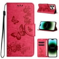 thumbnail image 1 of Feishell Wallet Case for iPhone 16 Plus,Retro PU Leather Butterfly Embossed Pattern Full Protection Anti-Scratch Magnetic Clasp Flip Holder Card Slots & Cash Pocket Phone Cover,Rose, 1 of 9