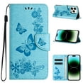 thumbnail image 1 of Feishell Wallet Case for iPhone 16 Pro,Retro PU Leather Butterfly Embossed Pattern Full Protection Anti-Scratch Magnetic Clasp Flip Holder Card Slots & Cash Pocket Phone Cover,Blue, 1 of 9