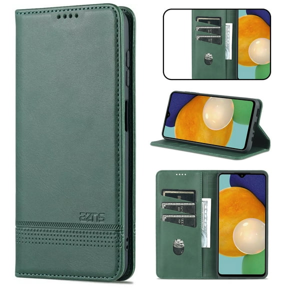 Feishell Wallet Case for iPhone 17,Premium PU Leather Magnetic Closure Folio RFID Blocking Credit Card Slots & Cash Pocket Shockproof Flip Kickstand Phone Case,Darkgreen