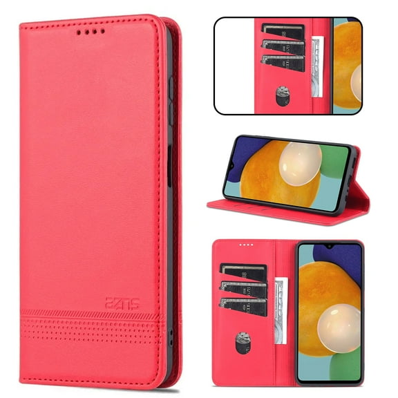 Feishell Wallet Case for iPhone 17 Pro,Premium PU Leather Magnetic Closure Folio RFID Blocking Credit Card Slots & Cash Pocket Shockproof Flip Kickstand Phone Case,Red