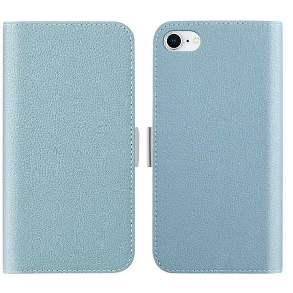 Feishell Wallet Case for iPhone 7 / 8 / SE 2020 / SE 2022,Lychee Texture PU Leather Candy Color Shockproof Magnetic Flip Holder Anti-Scratch Phone Cover with ID Credit Card Slots & Cash Pocket,Blue