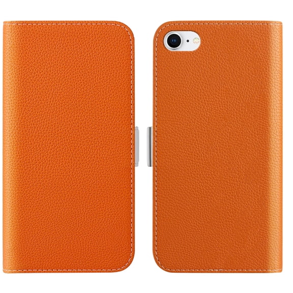 Feishell Wallet Case for iPhone 7 / 8 / SE 2020 / SE 2022,Lychee Texture PU Leather Candy Color Shockproof Magnetic Flip Holder Anti-Scratch Phone Cover with ID Credit Card Slots & Cash Pocket,Orange