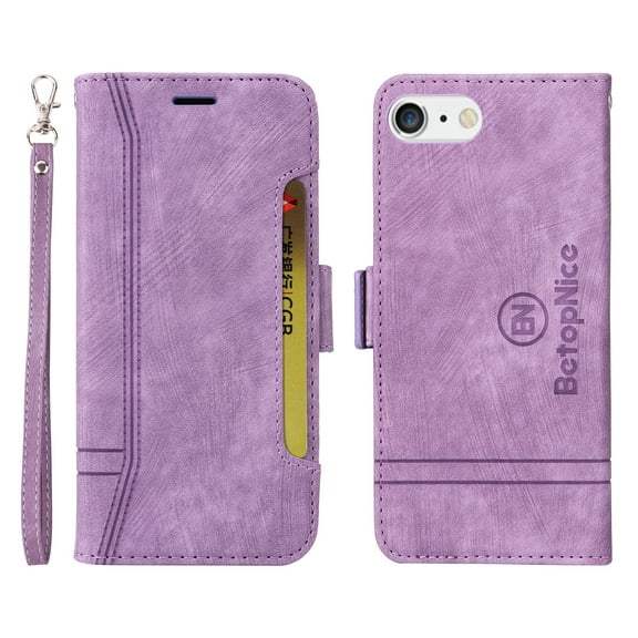 Feishell Wallet Case for iPhone 7 Plus/8 Plus, Magnetic Protect PU Leather Flip Case Card Holders RFID Blocking Kickstand Protection with Strap Case for iPhone 7 Plus/8 Plus, Purple