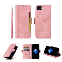 Feishell Wallet Case for iPhone 7, iPhone 8, iPhone SE 2020/2022,Magnetic Protect PU Leather Flip Case Card Holders RFID Blocking Kickstand Protection with Strap Case for iPhone 7/8/SE 2020/2022, Pink