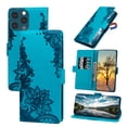 thumbnail image 1 of Feishell Wallet Cover Compatible with Apple iPhone 14 Pro Max,Shockproof Fashion Embossed Pattern PU Leather Magnetic Closure Folio Flip Kickstand ID Credit Card Holder Slim Phone Case,Blue, 1 of 14