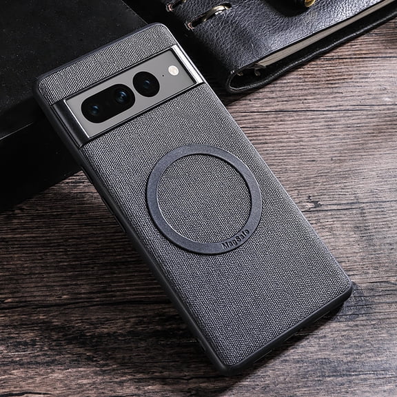 Feishell Wireless Charging Case For Google Pixel 7 Pro 6.7 inch,Luxury Leather and Soft TPU Camera Lens Protective Support Magnetic Car Shockproof Anti-Scratch Slim Fit Back Cover.Black