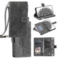 thumbnail image 1 of Feishell Zipper Wallet Case for Google Pixel 9 / 9 Pro,for Women Men,Stylish Embossed Pattern PU Leather Multi Card Slots Magnetic Clasp Flip Kickstand Crossbody Phone Case with Shoulder Strap,Gray, 1 of 9