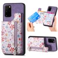 thumbnail image 1 of Feishell Zipper Wallet Case for Samsung Galaxy S20 FE with Card Holder, Floral Flower Pattern PU Leather Phone Case for Women Girls, RFID Blocking & Kickstand Shockproof Protection Cover, Purple, 1 of 9