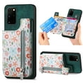 thumbnail image 1 of Feishell Zipper Wallet Case for Samsung Galaxy S20 FE with Card Holder, Floral Flower Pattern PU Leather Phone Case for Women Girls, RFID Blocking & Kickstand Shockproof Protection Cover, Green, 1 of 9