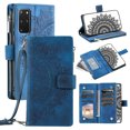 thumbnail image 1 of Feishell Zipper Wallet Case for Samsung Galaxy S20 Plus,for Women Men,Stylish Embossed Pattern PU Leather Multi Card Slots Magnetic Clasp Flip Kickstand Crossbody Phone Case with Shoulder Strap,Blue, 1 of 11