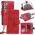thumbnail image 1 of Feishell Zipper Wallet Case for Samsung Galaxy S23 Plus,for Women Men,Stylish Embossed Pattern PU Leather Multi Card Slots Magnetic Clasp Flip Kickstand Crossbody Phone Case with Shoulder Strap,Red, 1 of 9