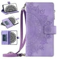 thumbnail image 1 of Feishell Zipper Wallet Case for iPhone 8 Plus/iPhone 7 Plus,for Women Men,Stylish Embossed Pattern PU Leather Multi Card Slots Magnetic Clasp Flip Stand Crossbody Phone Case with Shoulder Strap,Purple, 1 of 9