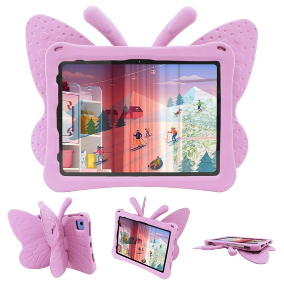 Feishell for iPad 10th Generation 10.9" 2022 Kids Friendly Case,3D Cute Butterfly Adjustable Wings Light Weight EVA Foam Kickstand Shockproof Child Proof Protective Case Cover,Pink