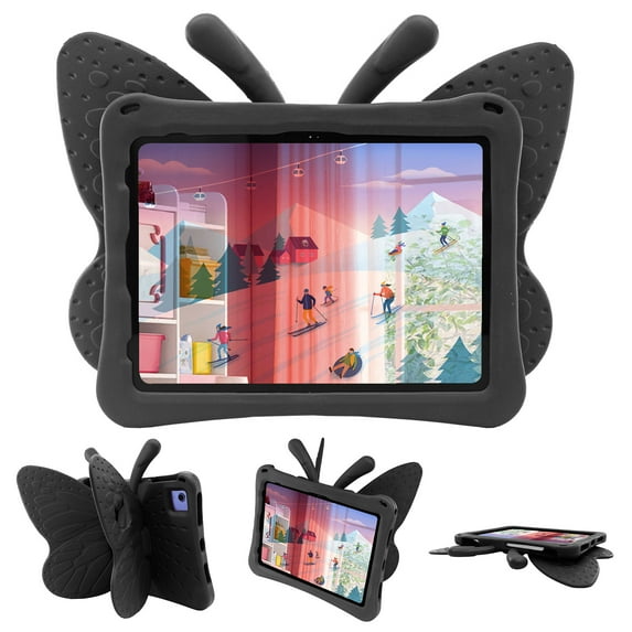 Feishell for iPad 10th Generation 10.9" 2022 Kids Friendly Case,3D Cute Butterfly Adjustable Wings Light Weight EVA Foam Kickstand Shockproof Child Proof Protective Case Cover,Black
