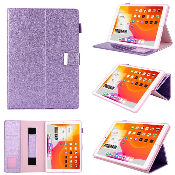 Feishell for iPad 10th Generation 10.9" (2022) Smart Case with Integrated Hand Strap,Premium PU Leather Multiple Viewing Angles Stand Magnetic Flip Credit Card Slots Cover,Purple