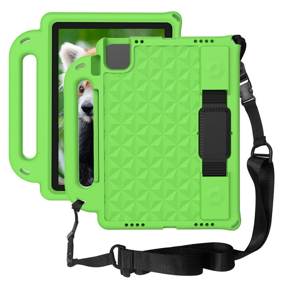 Feishell For iPad Mini 6 Case 8.3 Inch 2021 with Pencil Holder Adjustable Shoulder/Hand Strap Kickstand Rubber Three Layer Convertible Handle Cover For iPad Mini 6,Green