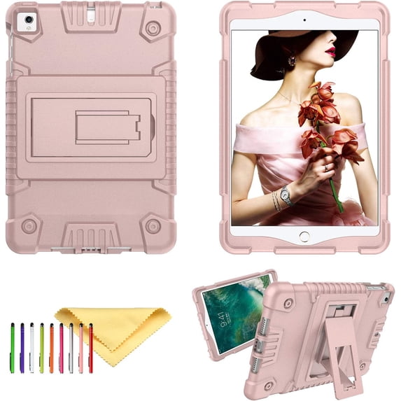 Feishell for iPad Pro 11 Case 2018 with Pencil Holder, Shockproof Rugged Kids Child Proof Rubber EVA Bumper Heavy Duty Case with Kickstand Protective Cover for Apple iPad Pro 11", Rosegold