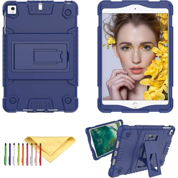 Feishell for iPad Pro 11 Case 2018 with Pencil Holder, Shockproof Rugged Kids Child Proof Rubber EVA Bumper Heavy Duty Case with Kickstand Protective Cover for Apple iPad Pro 11", Darkblue