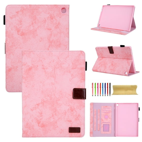 Feishell For iPad Pro 11 Inch Case (M4, 5th Generation 2024) Case, Retro Card Slot Cover with Pencil Holder, Multi-Angle Viewing Stand, Pocket Design, Folio Leather Case, Pink