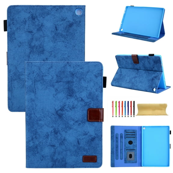 Feishell For iPad Pro 11 Inch Case (M4, 5th Generation 2024) Case, Retro Card Slot Cover with Pencil Holder, Multi-Angle Viewing Stand, Pocket Design, Folio Leather Case, Blue