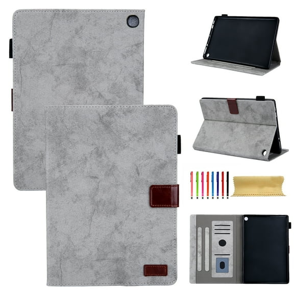 Feishell For iPad mini 5/4/3/2/1 (7.9-Inch, 2019/2015/2014/2013/2012 Model)  Case, Retro Card Slot Cover with Pencil Holder, Multi-Angle Viewing Stand, Pocket Design, Folio Leather Case, Gray