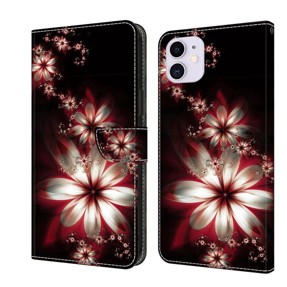 Feishell for iPhone 11 6.1 inch Slim Wallet Case with Fashion Colorful Pattern Painted,Luxury PU Leather Magnetic Flip Stand Card Slots Pocket Phone Case,Dream Flowers