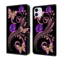 thumbnail image 1 of Feishell for iPhone 11 6.1 inch Slim Wallet Case with Fashion Colorful Pattern Painted,Luxury PU Leather Magnetic Flip Stand Card Slots Pocket Phone Case,Purple Flowers & Butterflies, 1 of 8