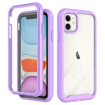 Feishell iPhone 11 Case Built-in Screen Protector Clear Rugged 360 Full Body Protective Shockproof Hard Back Soft TPU Defender Dual Layer Heavy Duty Bumper Anti-Scratch Cover Case, Purple