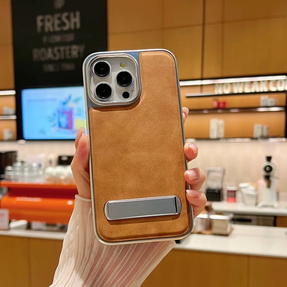 Feishell for iPhone 11 Case, Slim Leather Luxury Business PU Non-Slip Grip Rugged Bumper Shockproof Anti-Scratch with Hidden Kickstand Protective Cover Phone Cases for iPhone 11, Brown